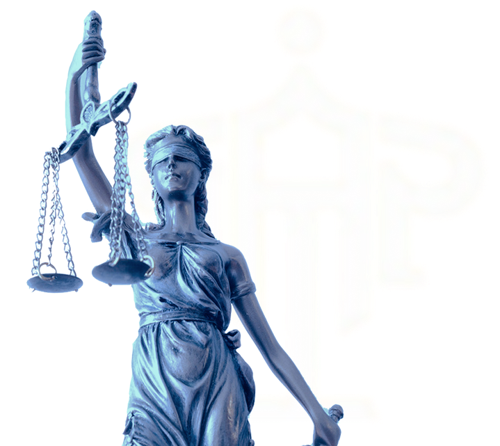 Estatua de la Justicia con Logo